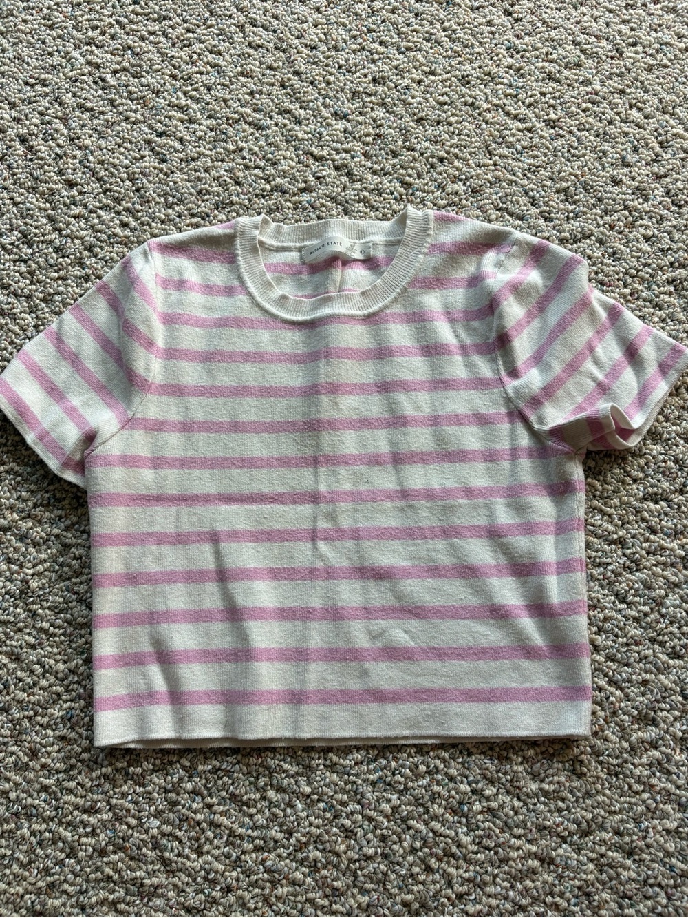 Altar'd State Pink & Cream Striped Short Sleeve Tee